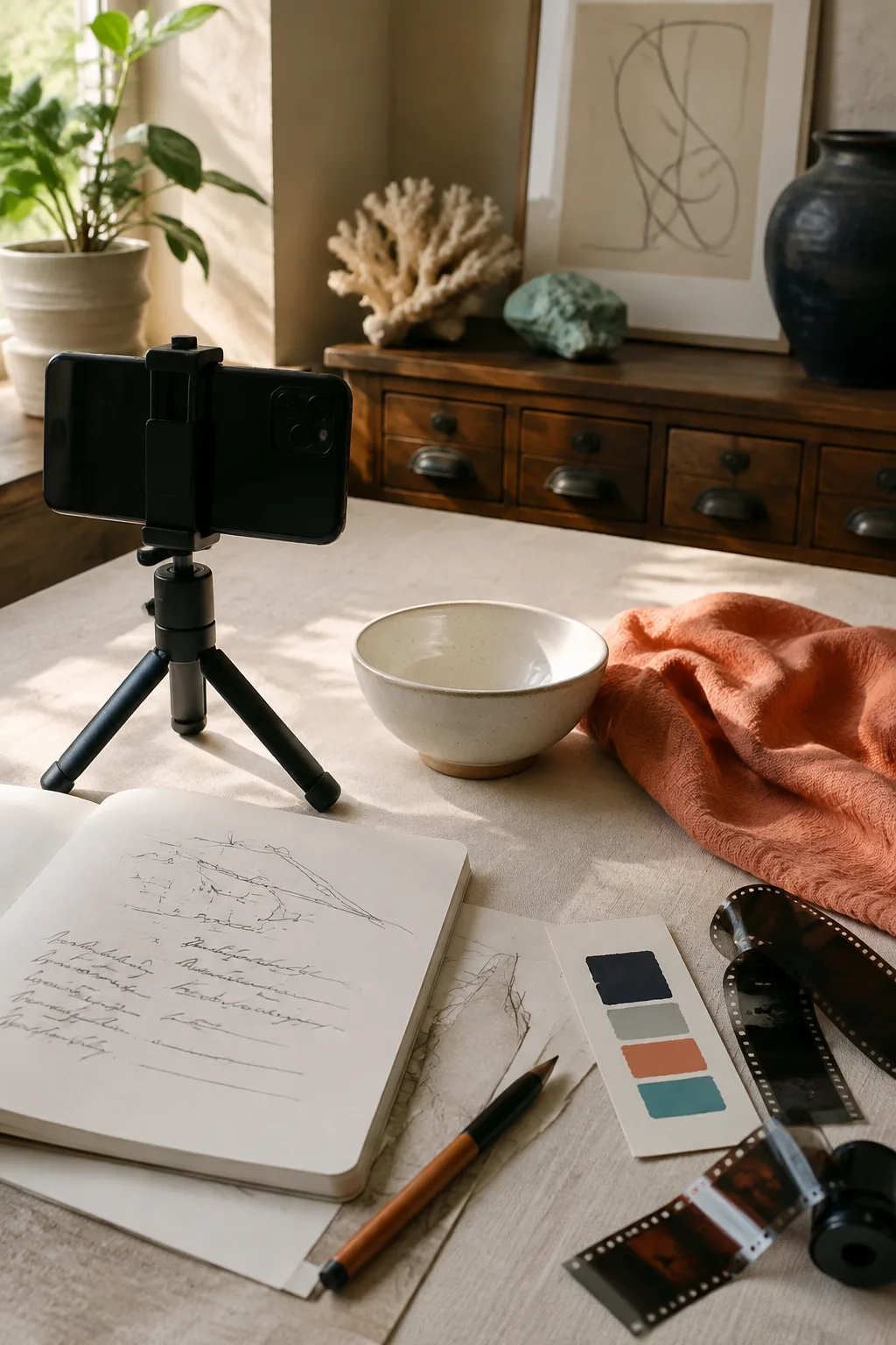 Preparation d une video produit UGC avec telephone script et produit