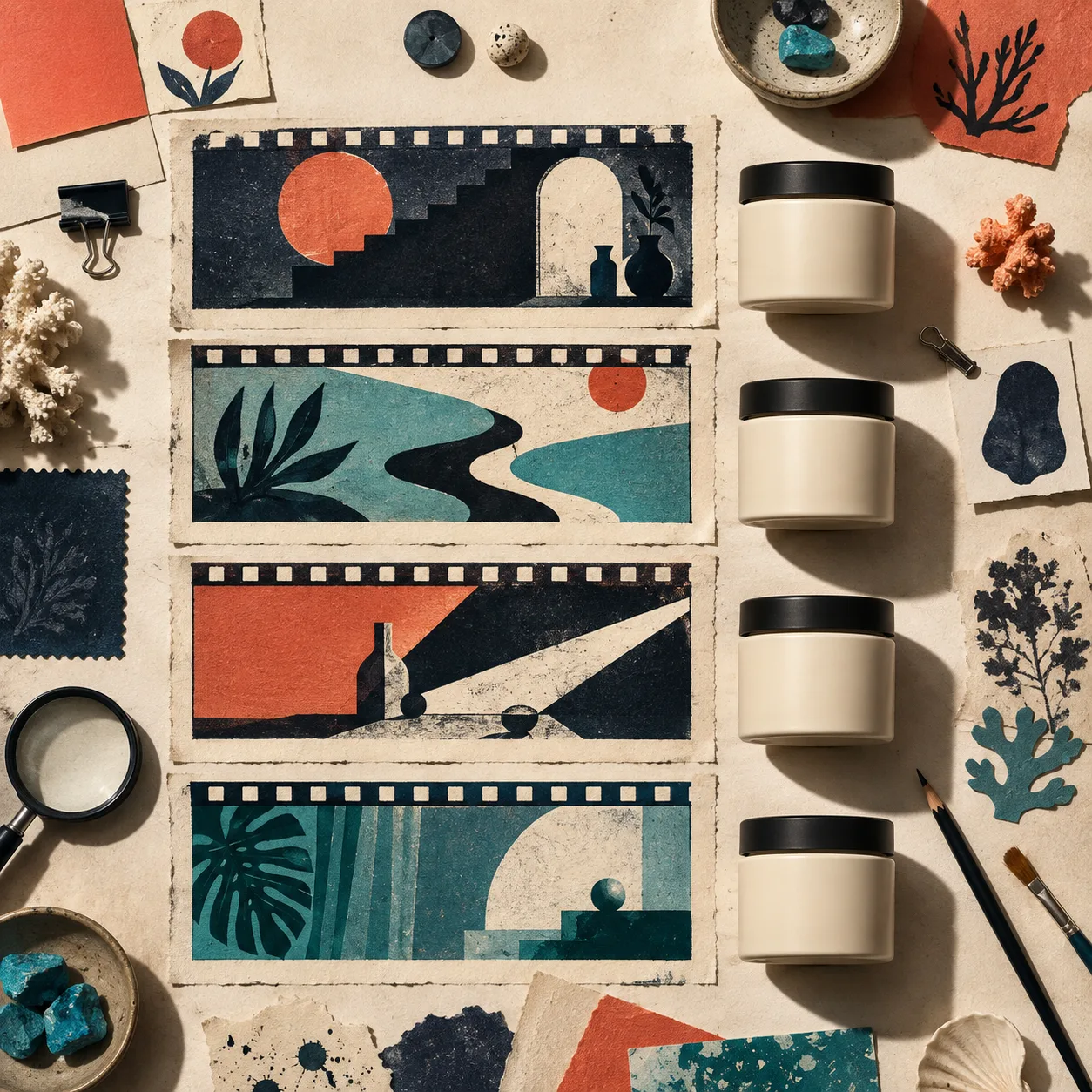 Planche editoriale de variations creatives pour une video UGC Shopify