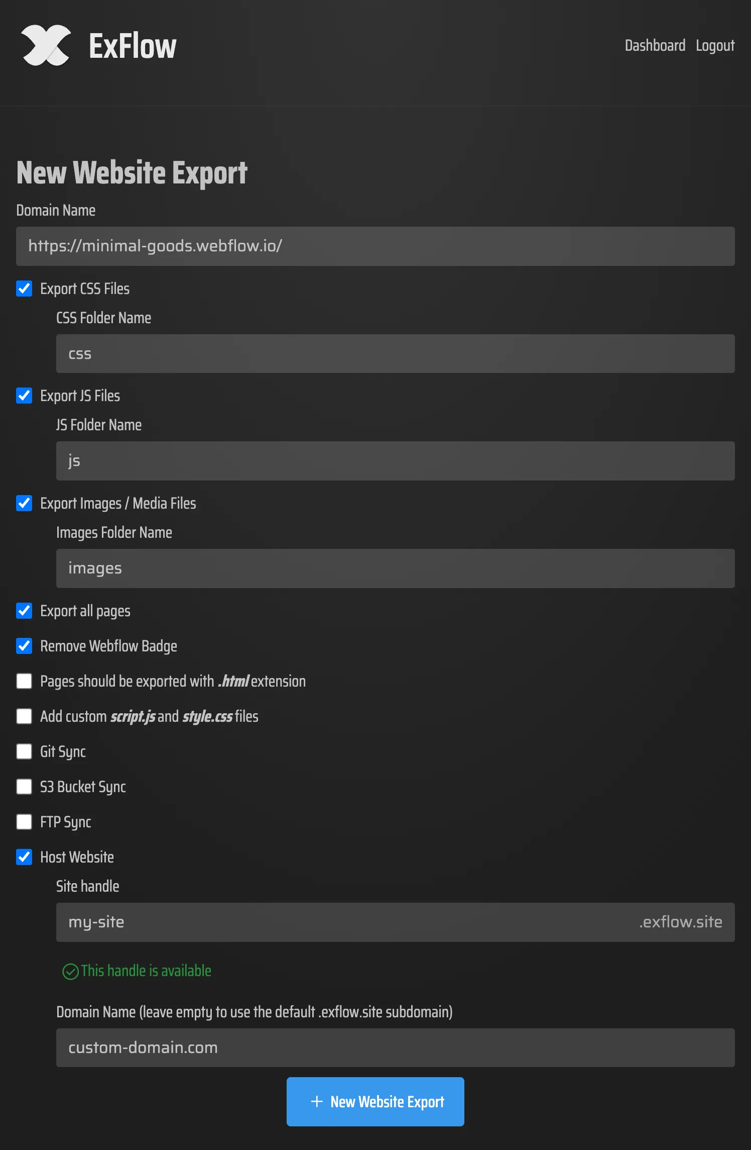 Configuration d un export ExFlow