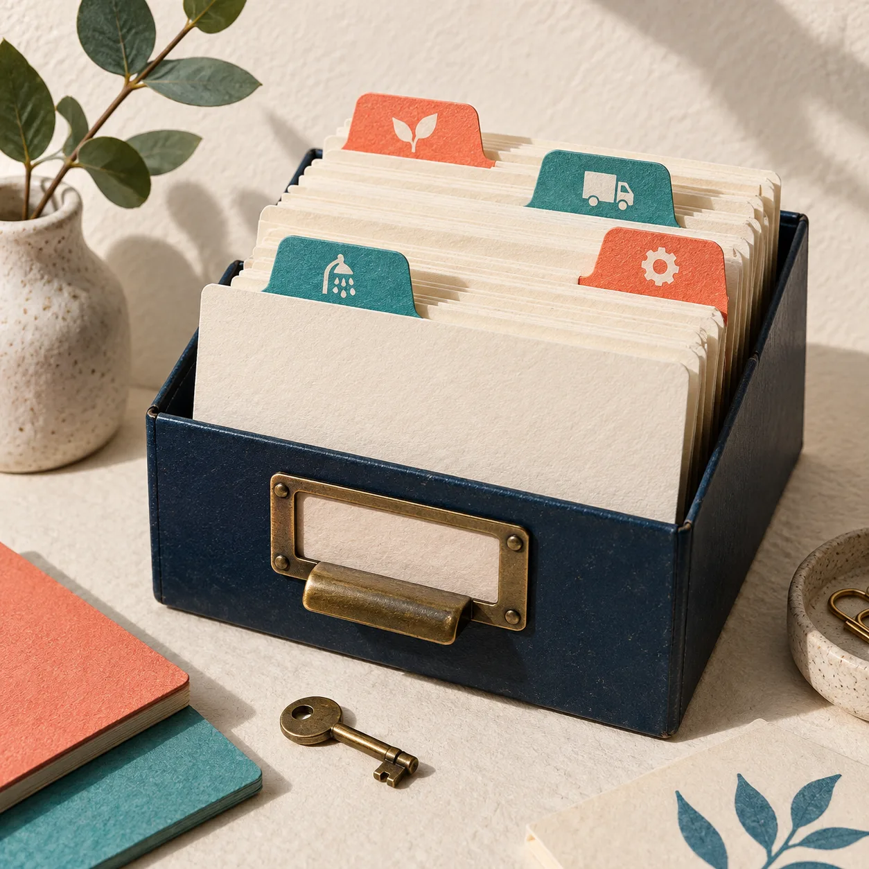Fiches de contenu réutilisable avec onglets colorés