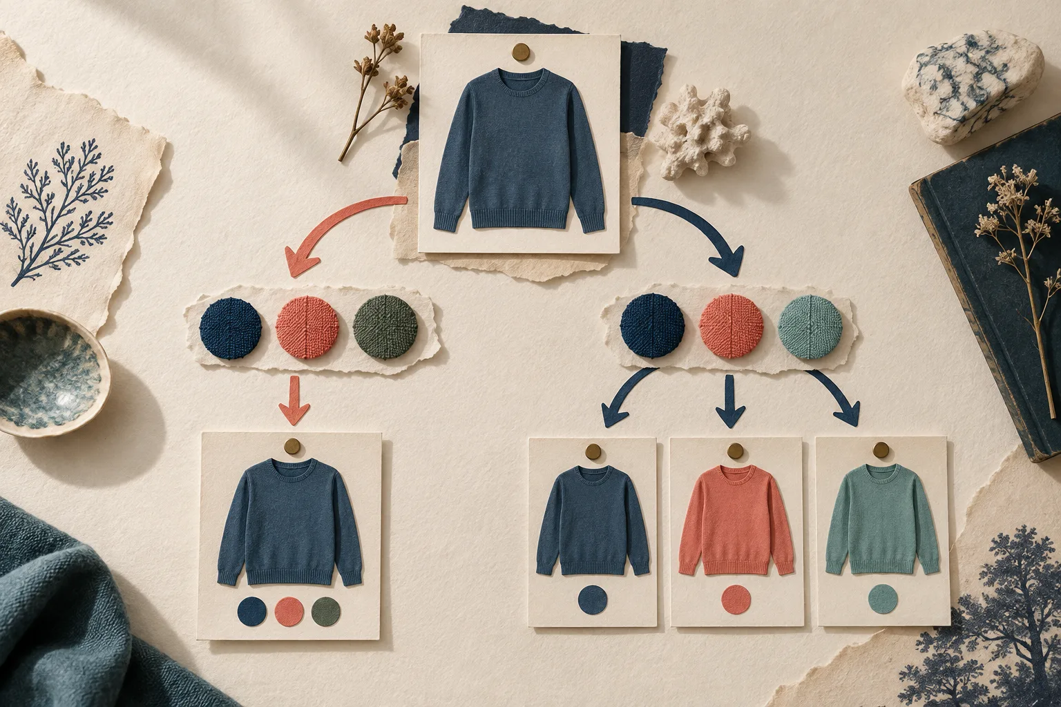 Choisir entre variantes et produits liés pour des couleurs Shopify