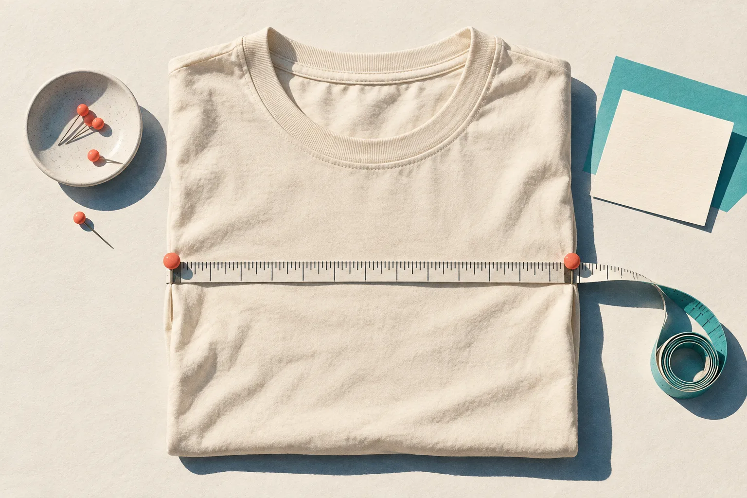 Mesurer un t-shirt à plat avec un mètre ruban