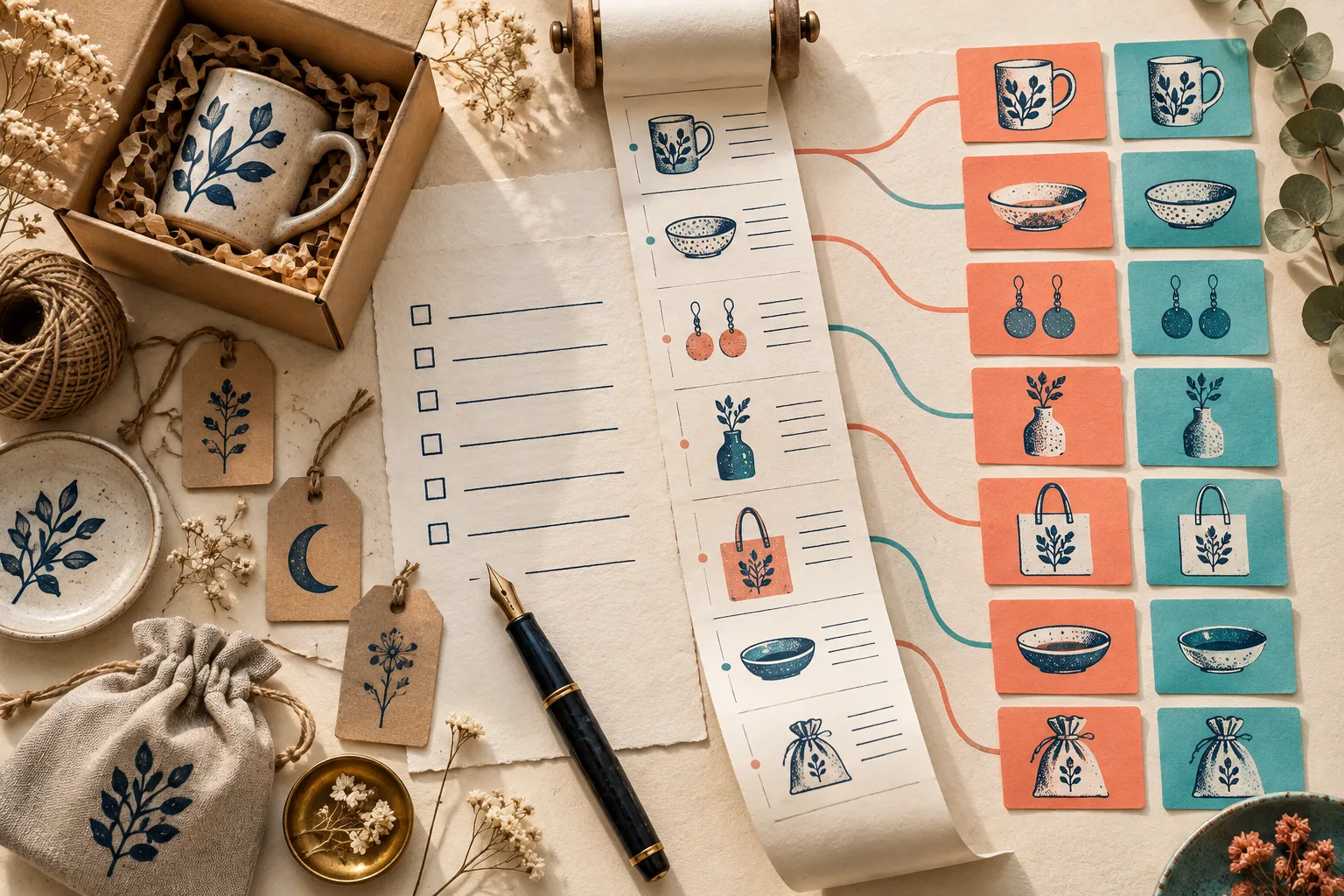 Fiches produit artisanales organisees en flux catalogue