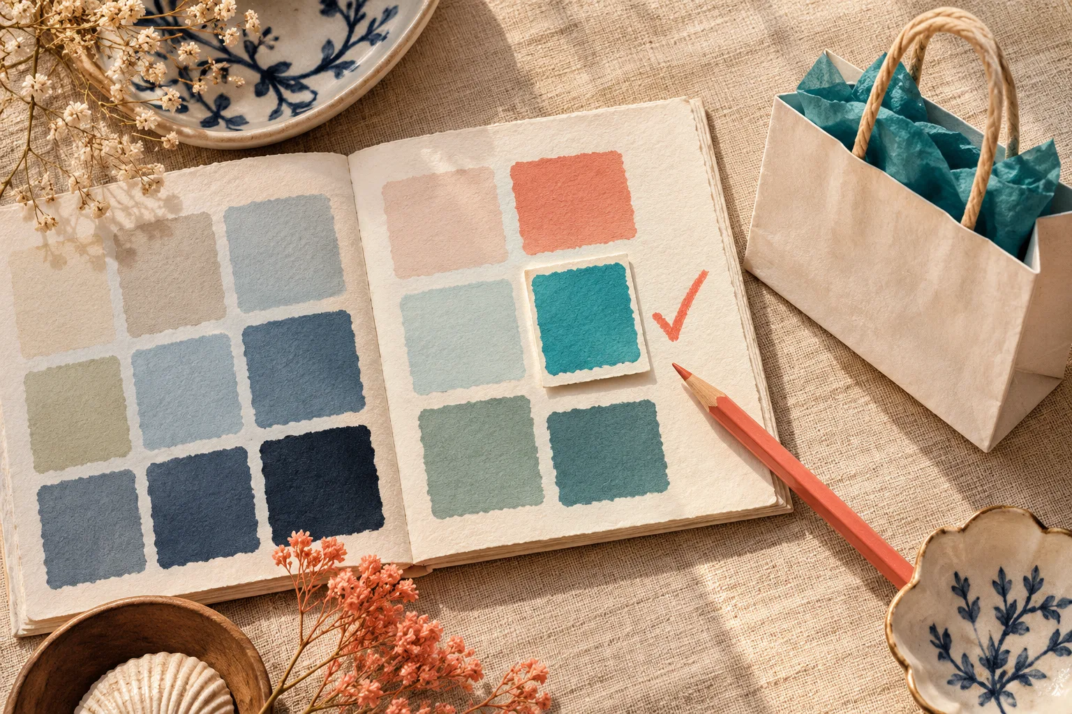 Carnet de couleurs avec un choix turquoise valide
