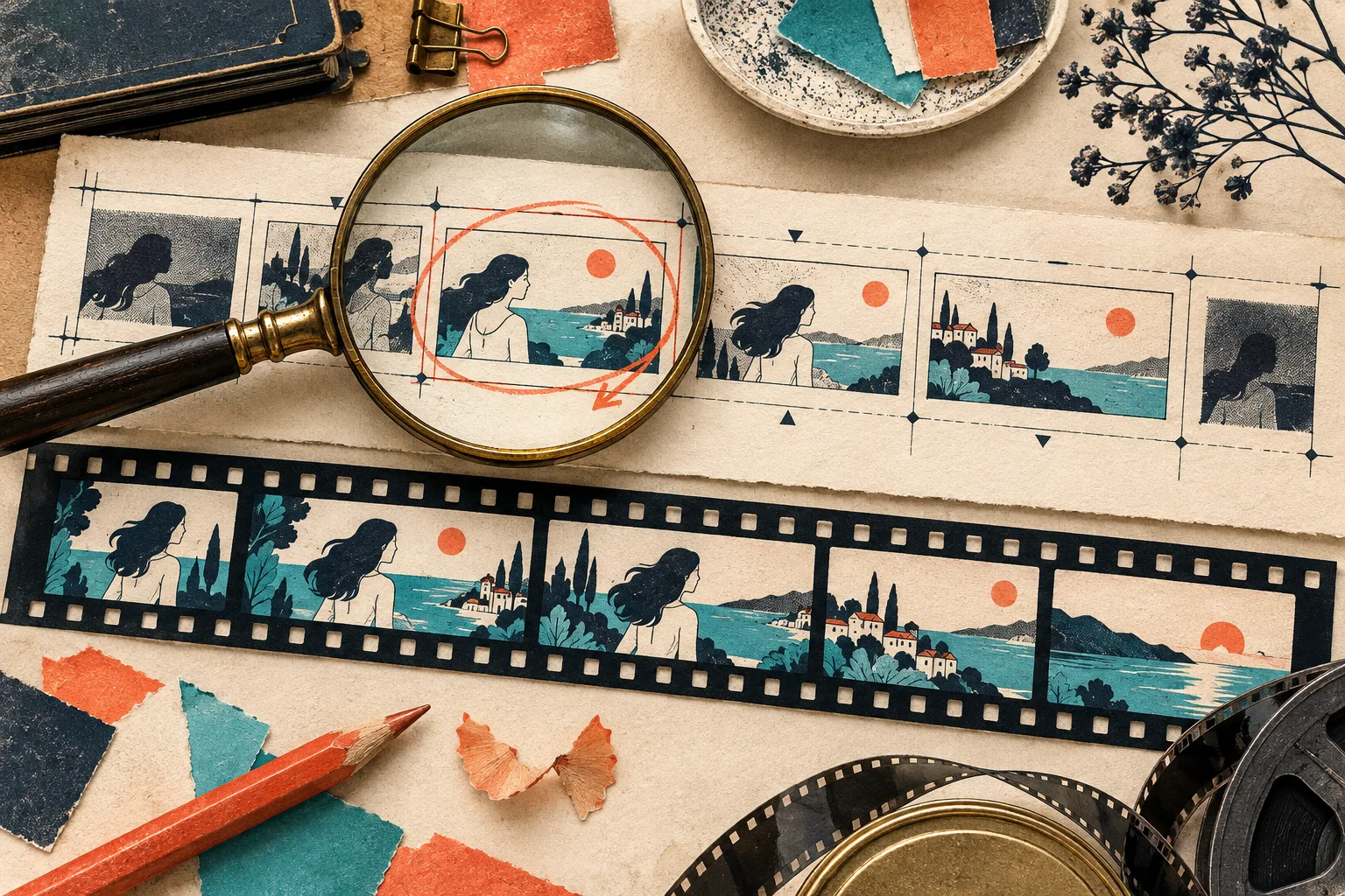 Story-board contrôlé avec loupe de vérification