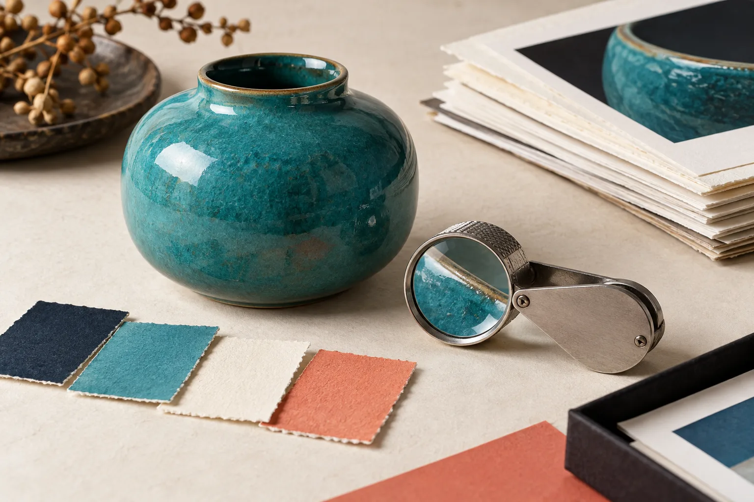 Loupe et échantillons couleur pour le contrôle avant export