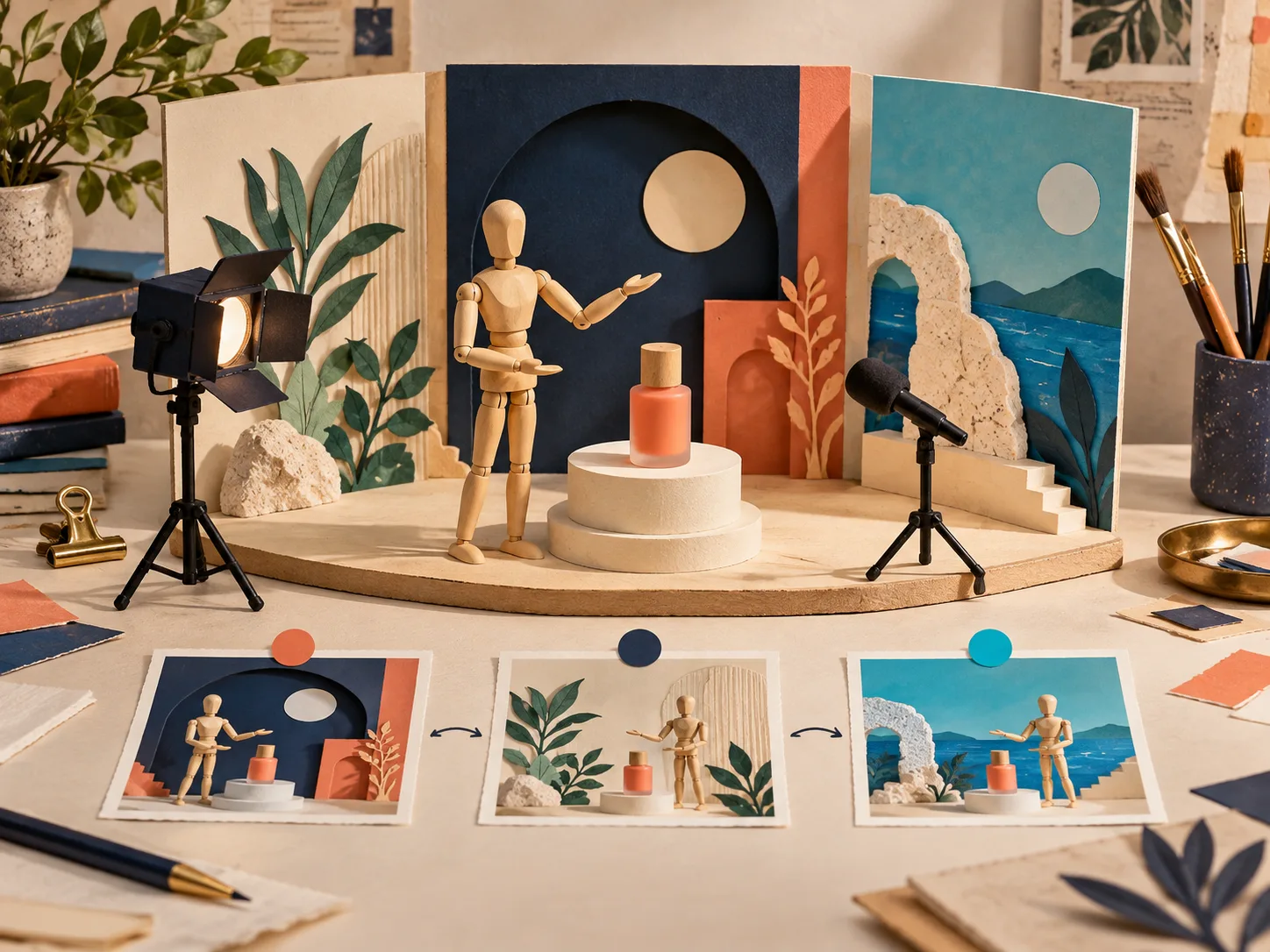 Mini studio modulable illustrant un projet vidéo UGC réutilisable